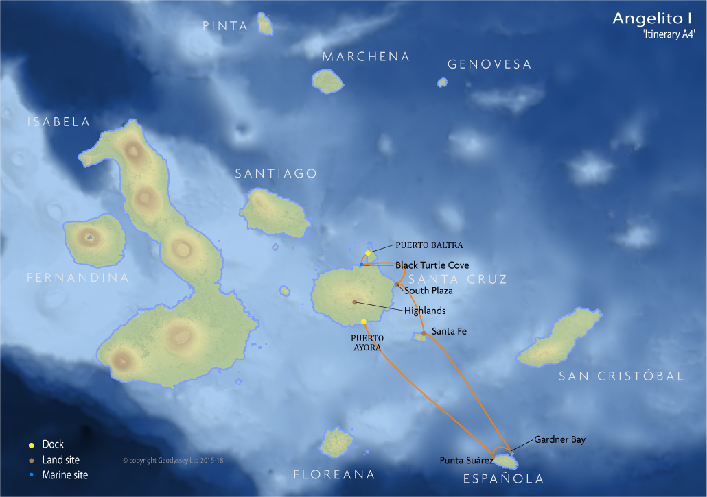 Itinerary map for Angelito I 'Itinerary A4' cruise