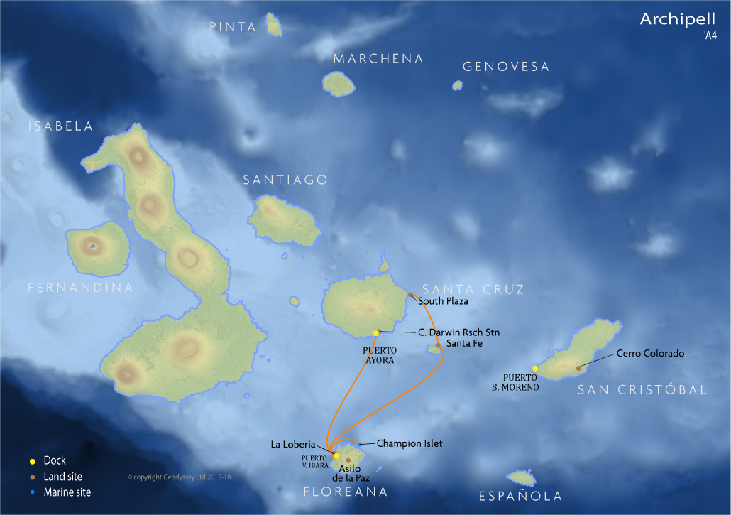 Itinerary map for Archipell 'A4' cruise