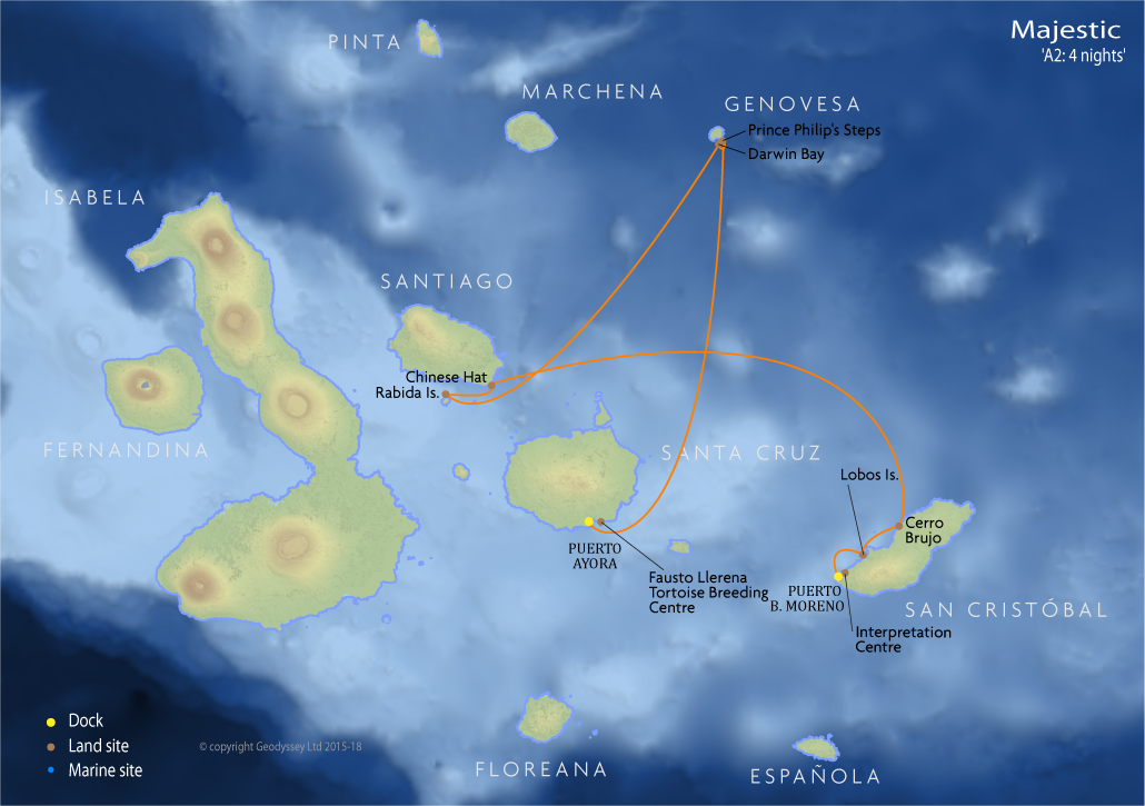 Itinerary map for Majestic 'A2: 4 nights' cruise