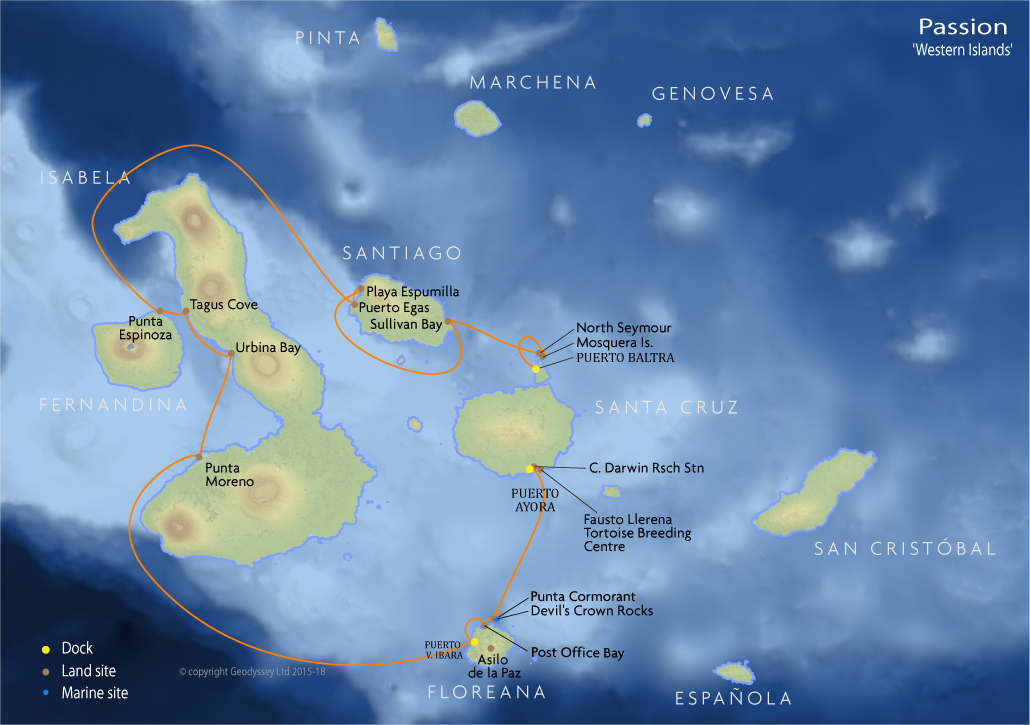 Itinerary map for Passion 'Western Islands' cruise