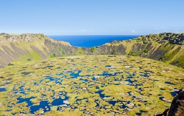 Volcano crater lake