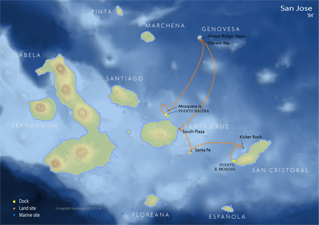 Itinerary map for San Jose 'B4' cruise